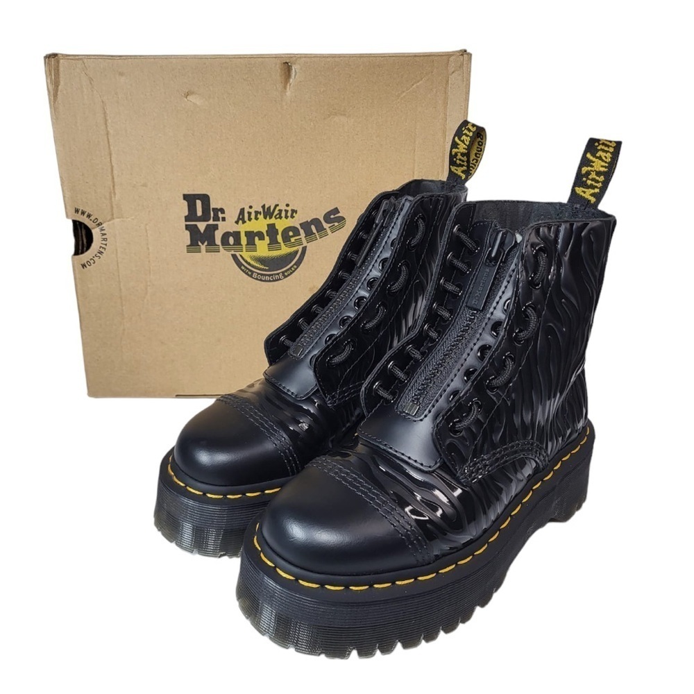 Dr. Martens Sinclair Platform Zebra Embossed Zip Up Lace Closure in Black - Picture 14 of 16